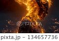 Fiery Human Figure in Dynamic Motion 134657736