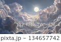 Moonlit Night Over Cloudy Sky 134657742