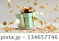 Gift box with flying gold coins 134657746