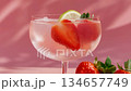 Refreshing Strawberry Drink on Pink Background 134657749