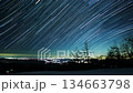 Starry sky and night view from the winter plateau 134663798