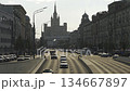 Moscow City Traffic with a Stalinesque Skyscraper 134667897