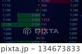 Accelerated footage of fluctuating market data displayed on computer screen, reflecting rapid dynamics of online asset trading 134673833
