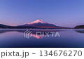 Red Fuji reflected on the surface of Lake Yamanaka at dawn Timelapse 134676270