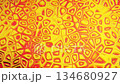 looped festive liquid BG in 4k. Abstract wavy pattern on bright glossy surface, liquid gradient yellow red, waves on paint fluid in smooth animation. Glitters on viscous 3d liquid. Creative backdro 134680927
