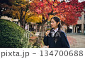 紅葉の木と女子高生 134700688