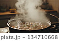 Steaming Hot Soup Cooking Process In Pan 4k Ai 134710668