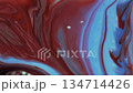 Abstract unique background flowing waves, water ripples, marble, moving multicolored liquid paint of red, blue, white colors. 134714426