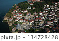Gorgeous aerial footage of buildings on the hill on the shore of Ohrid Lake, 4k 134728428