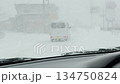 Winter snow falling in-car video car driving snow scenery road traffic image 134750824