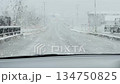 Winter snow falling in-car video car driving snow scenery road traffic image 134750825
