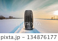 Studless tires that roll straight down the road | Winter roads, safe driving, and car image video 134876177