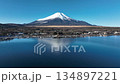 A clear shot of Mt. Fuji over the town of Yamanakako 134897221
