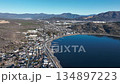 Aerial panoramic view of Mt. Fuji overlooking the Lake Yamanaka area 134897223