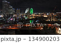 Yokohama night view (time lapse) - Ferris wheel and car light trails Yokohama night view (time lapse) - Ferris wheel and car light trails 134900203