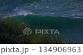 Powerful Ocean Wave Crashing on the Coastline Seen from Grassy Dunes 134906963