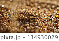Close up view of brown sugar crystals with water drops falling upon them 134930029