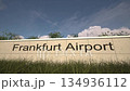 Arrivals at Frankfurt Airport with airplane landing near terminal, Frankfurt, Germany 134936112
