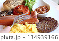 Breakfast delight filled with flavor in a cozy kitchen setting 134939166