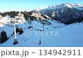 Scenic aerial view of a chairlift at a ski resort 134942911