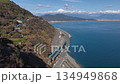 Drone aerial shot of Mount Fuji from the coastal road at Sadatoge Pass (Shizuoka) 134949868