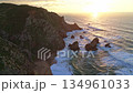 Cabo da Roca, Ursa Beach, Cliffs and Atlantic Ocean Waves at Sunset. Aerial View. Portugal 134961033