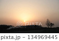 野焼きと夕日の風景 134969445