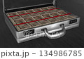 Open briefcase filled with organized 10,000 yen bills, illustrating liquid assets, business reserves, and modern financial power. 134986785