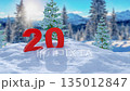 New Year 2026 in snowy landscape with red numbers 135012847