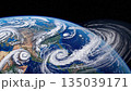 Panoramic view of the Earth with swirling clouds 135039171