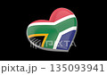 Spinning heart with flag of South Africa on black background 135093941