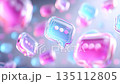 許多受社群媒體啟發而來的粉紅色和藍色對話框 135112805