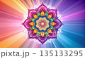 Colorful mandala flower design radiating spiritual energy. 135133295