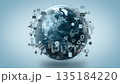 Global network connecting business, technology, and environmental icons 135184220