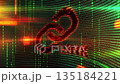Link chain icon glowing on digital data stream background 135184221