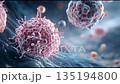 顕微鏡下で増殖するがん細胞のリアル映像 135194800