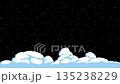 Pixel Art Snowstorm Loop on Black. Minimal Winter Scene with Snow Drifts. 135238229