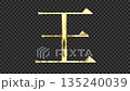 金色漢字“王”反射光線的影像，襯線字體，帶有透明通道 135240039