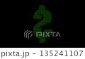 ASCII dollar sign rotating on black background, loop animation. 135241107
