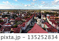 Aerial view orbiting the old town center and the Market Square in Boleslawiec 135252834