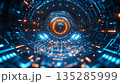 近未来のサイバートンネルを表現したデジタルビジュアル 135285999