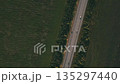 Aerial view of Russias expansive highway landscape with beautiful green fields 135297440