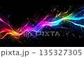 Rainbow lightning bolt, electric energy crackle, glowing power burst, comic spark effect, neon flash on black background, anime visual shock, abstract dynamic wave pulse 135327305