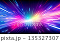 Color burst explosion, radial neon speed lines, glowing streak rays, comic energy blast, anime style zoom, rainbow light pulse, abstract flash tunnel, cosmic hyperspace background 135327307