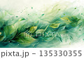 Ethereal Green Leaves Flowing in Gentle Wind Current 135330355