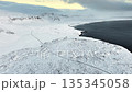Cinematic aerial view of Iceland, Snowy day in midwinter 135345058