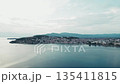 Drone footage of Ohrid, city on the shore of the lake, scenic morning view, 4k 135411815