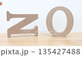 木製風オブジェのNO文字。強い否定や拒否のイメージ。 135427488