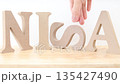 木製風オブジェで表現するNISA。資産形成と投資制度。 135427490