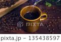 Instant coffee, pour hot water 135438597
